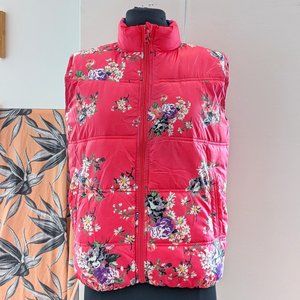 Packable  Pink Floral Puffer Vest